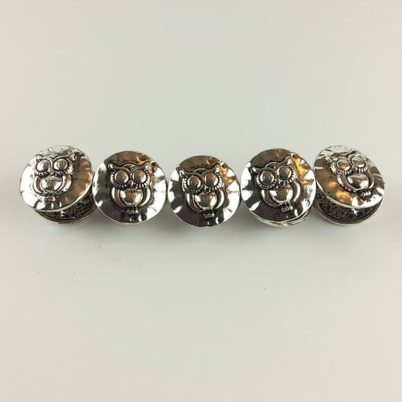 (3/$20) Silvertone elastic antiqued owl bracelet - Picture 2 of 7